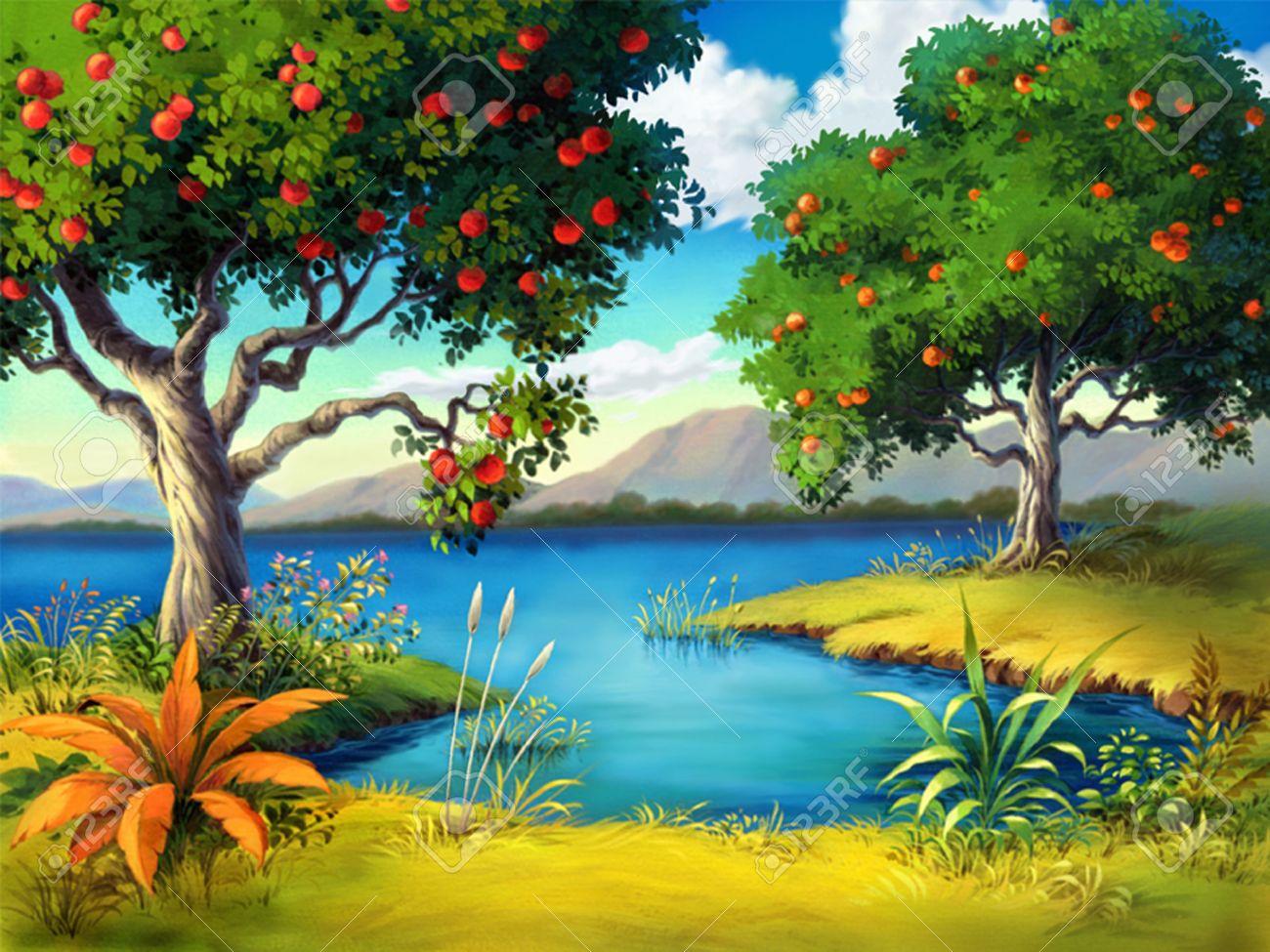 Two-fruit-trees-on-the-riverbank